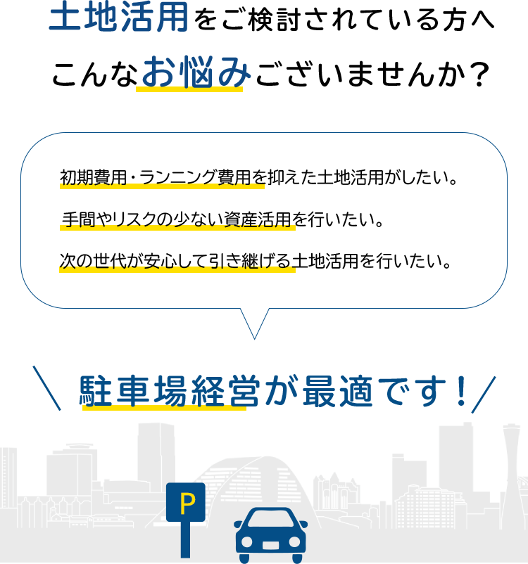 土地活用をご検討されている方へこんなお悩みございませんか？